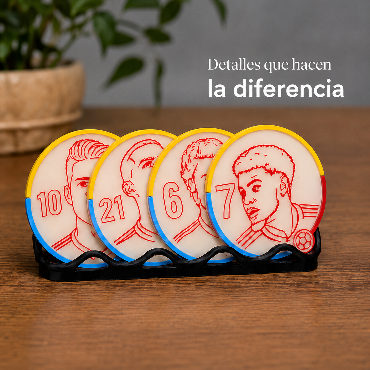 Set de 4 Portavasos Colección Mundial con Base Organizadora