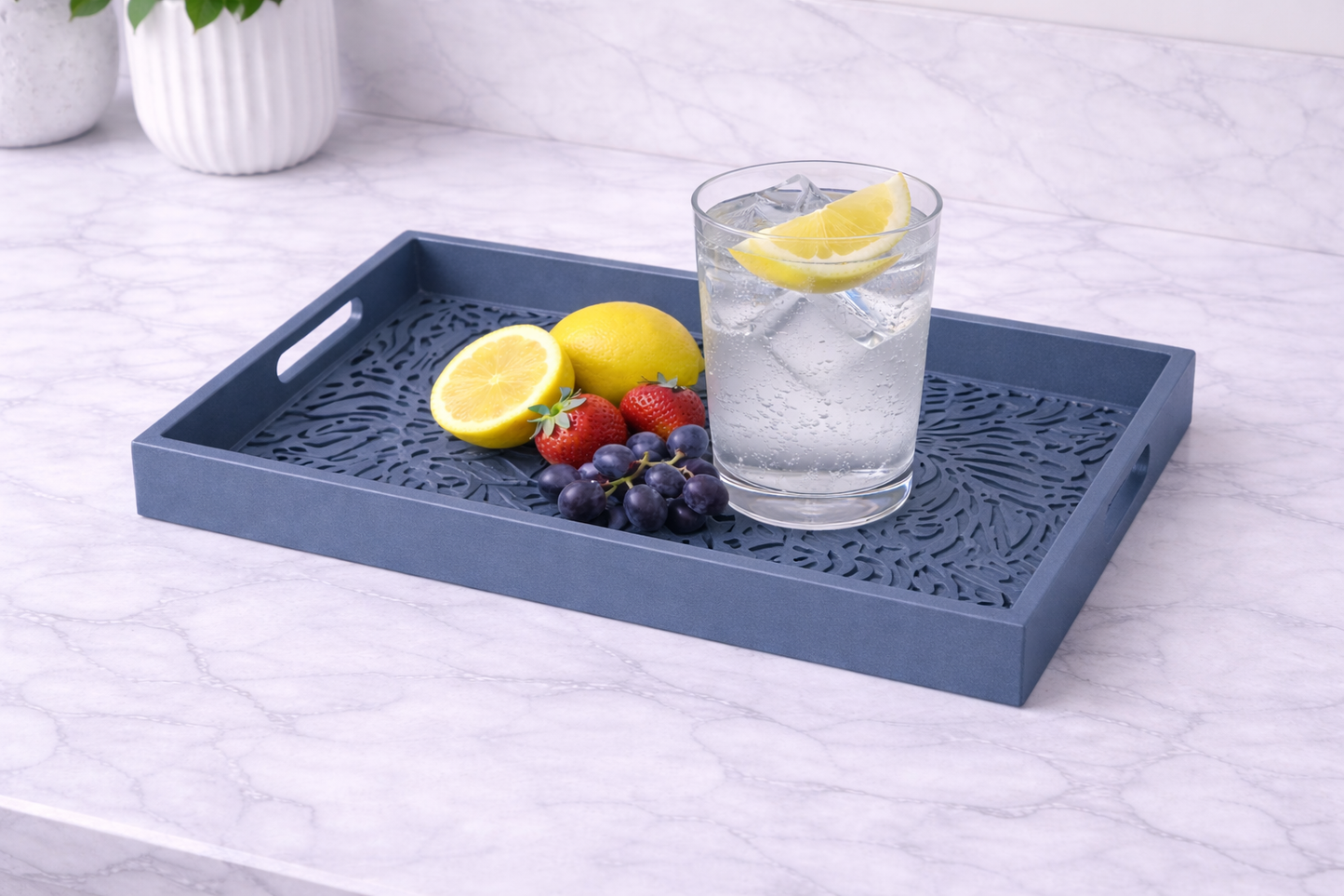 Bandeja Decorativa Botánica Azul Real